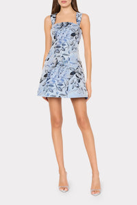 Milly Elodie Jacquard Mini Dress Blue/Navy