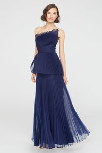 Theia Delphine Pleated Organza Gown