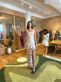 PatBO Stella Mesh Maxi Dress Beige