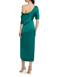 Theia Rayna One Shoulder Draped Gown