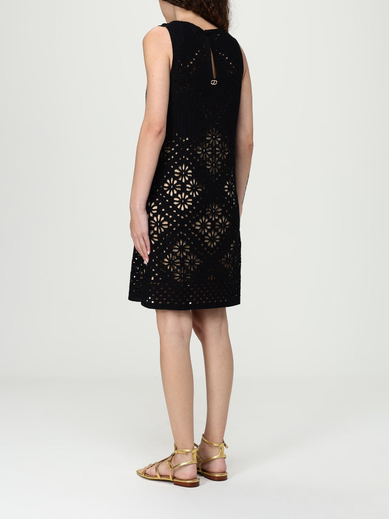 Twinset Short floral crochet dress