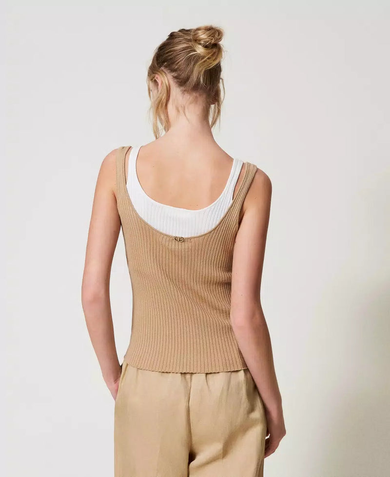 Twinset Trompe-l'œil fitted knit top