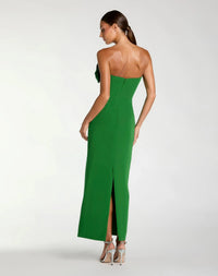 MAC DUGGAL Crepe Strapless Midi Dress with 3D Flower Detail