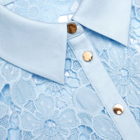 Self-Portrait Blue Lace Collared Midi Dress Blue