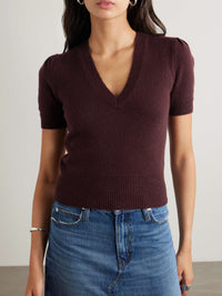 Frame Cashmere V-Neck Gather Sweater