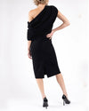 Greta Constantine Bon Chance Draped Neckline Fitted Dredd W/ Slit