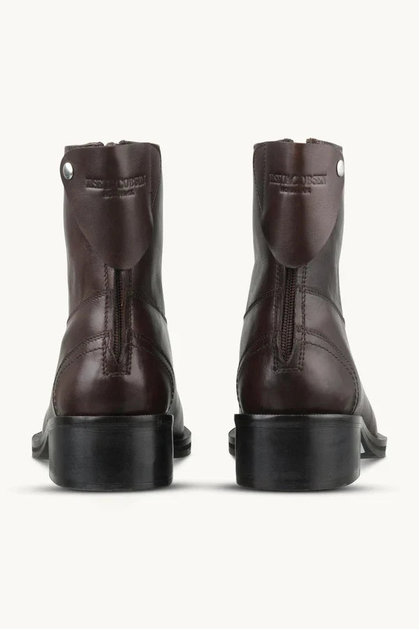 Ilse Jacobsen Leather Ankle Boots - Brown Black