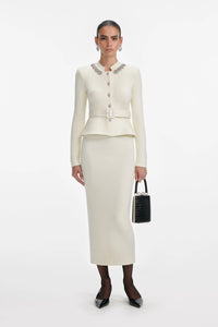 Self-Portrait Wool Peplum Knit Midi Dress