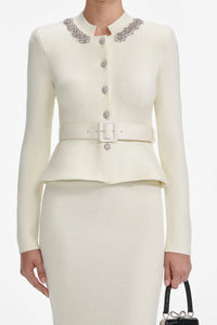 Self-Portrait Wool Peplum Knit Midi Dress