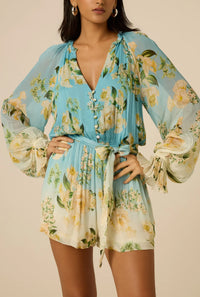 Hemant & Nandita Ajia Belt Romper Blue