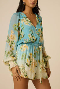 Hemant & Nandita Ajia Belt Romper Blue