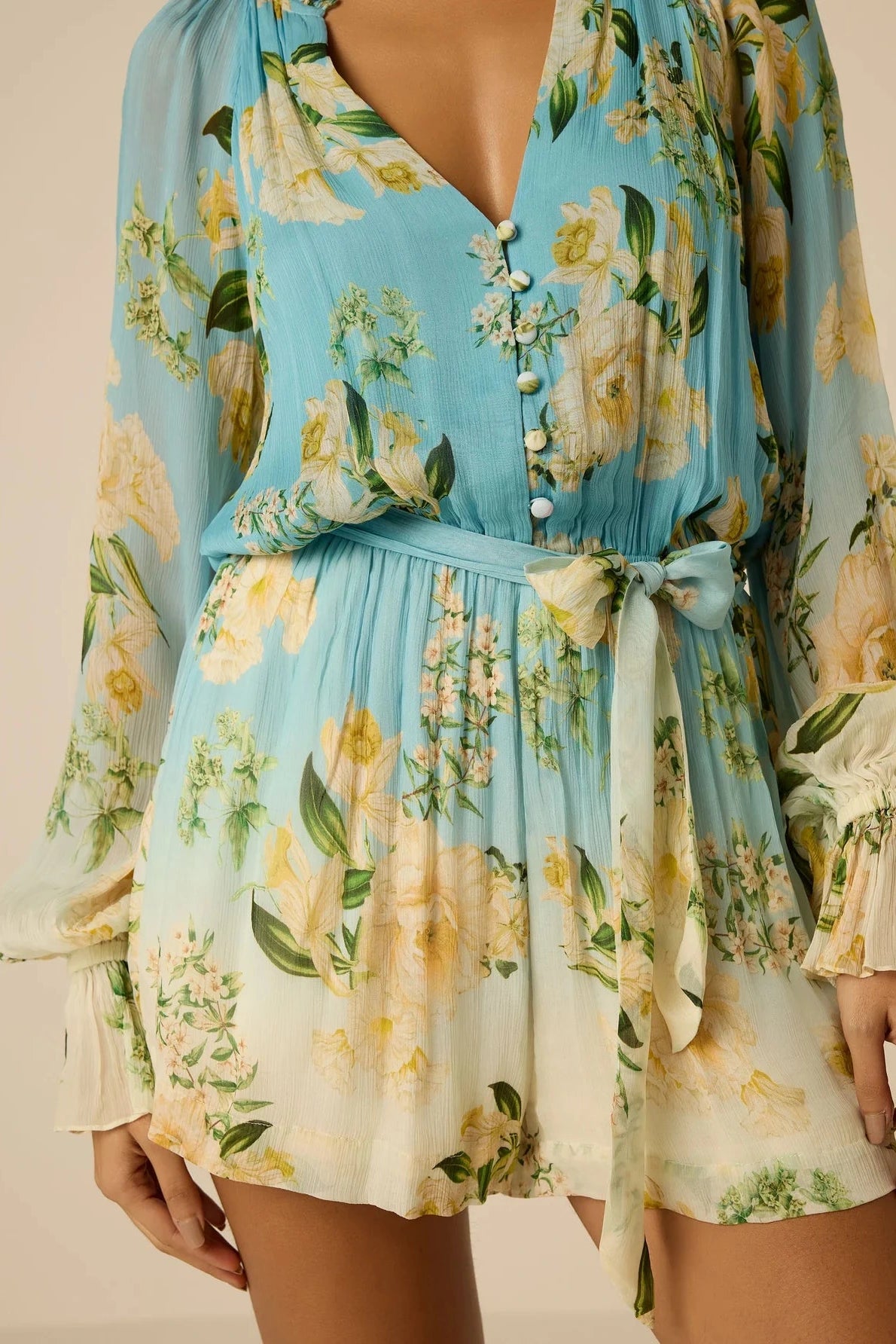 Hemant & Nandita Ajia Belt Romper Blue