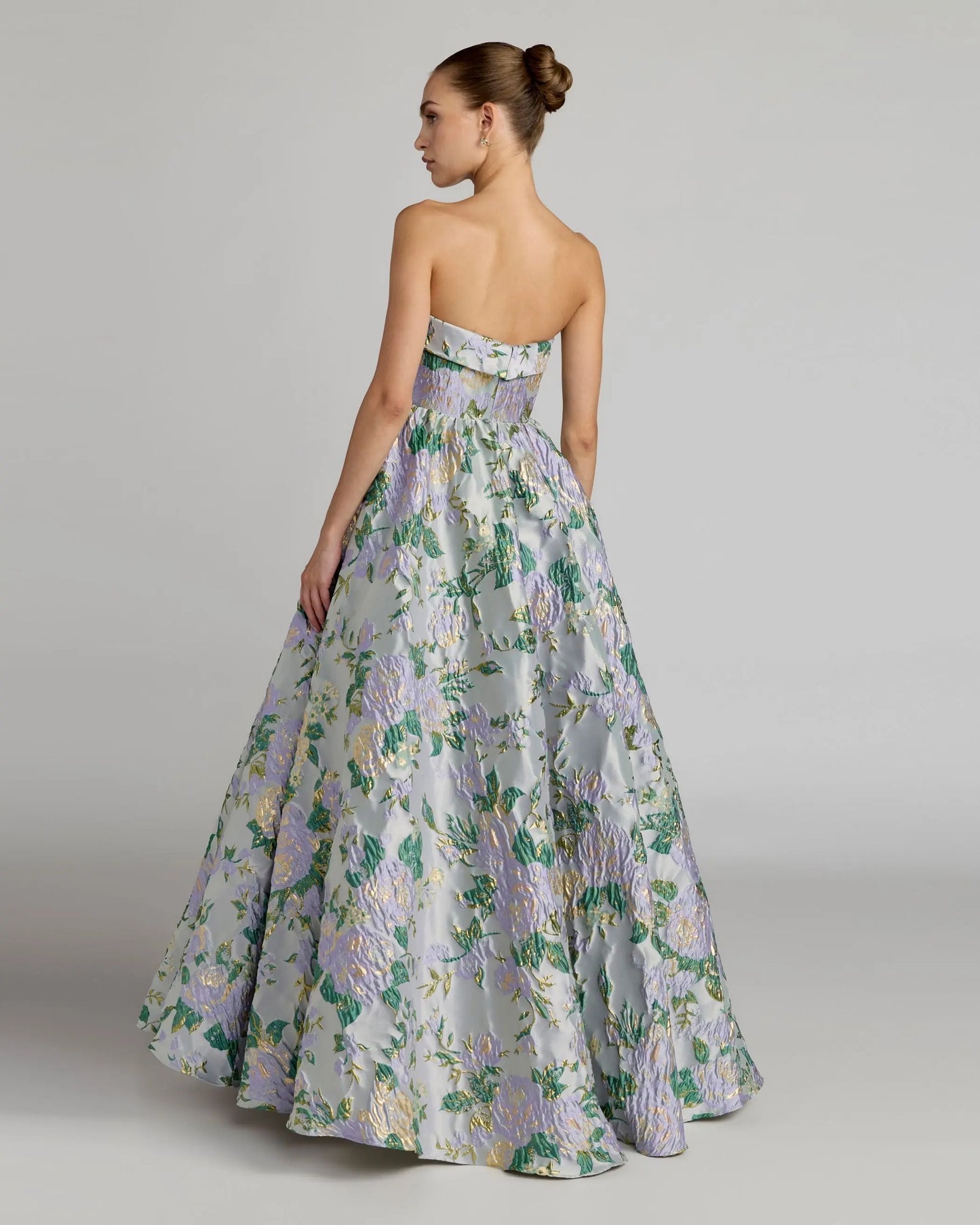 MAC DUGGAL Floral Brocade Strapless Ballgown