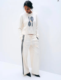 White + Warren Cashmere Tennis Racquet Sweatshirt Soft White Combo