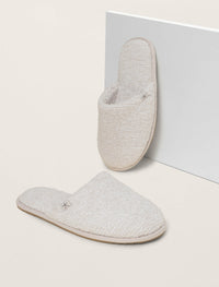 Barefoot Dreams Women's Cozychic Unisex Slipper Stone/White