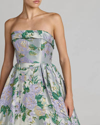 MAC DUGGAL Floral Brocade Strapless Ballgown
