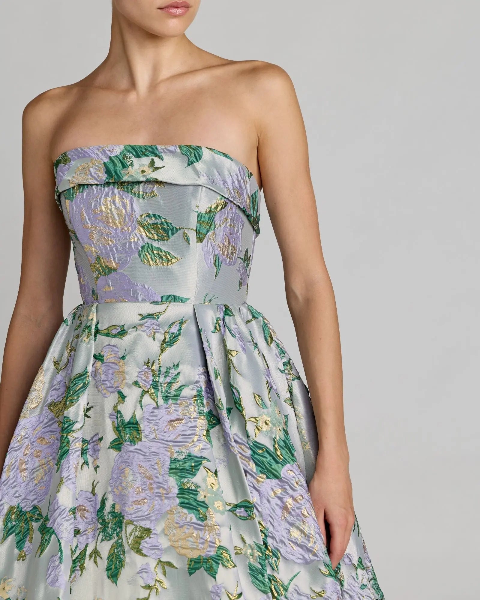 MAC DUGGAL Floral Brocade Strapless Ballgown