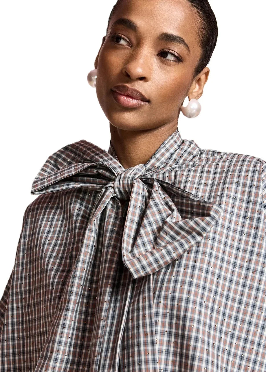 Essentiel Kafir Pussy Bow-Tie Top Steel
