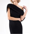 Greta Constantine Bon Chance Draped Neckline Fitted Dredd W/ Slit