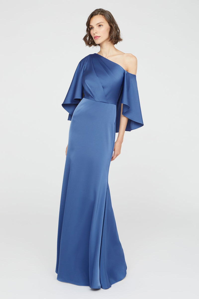 Theia Kia Cape Fit and Flare Gown