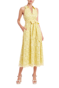 Robe Badgley Mischka BSD9087 en dentelle œillet Jaune