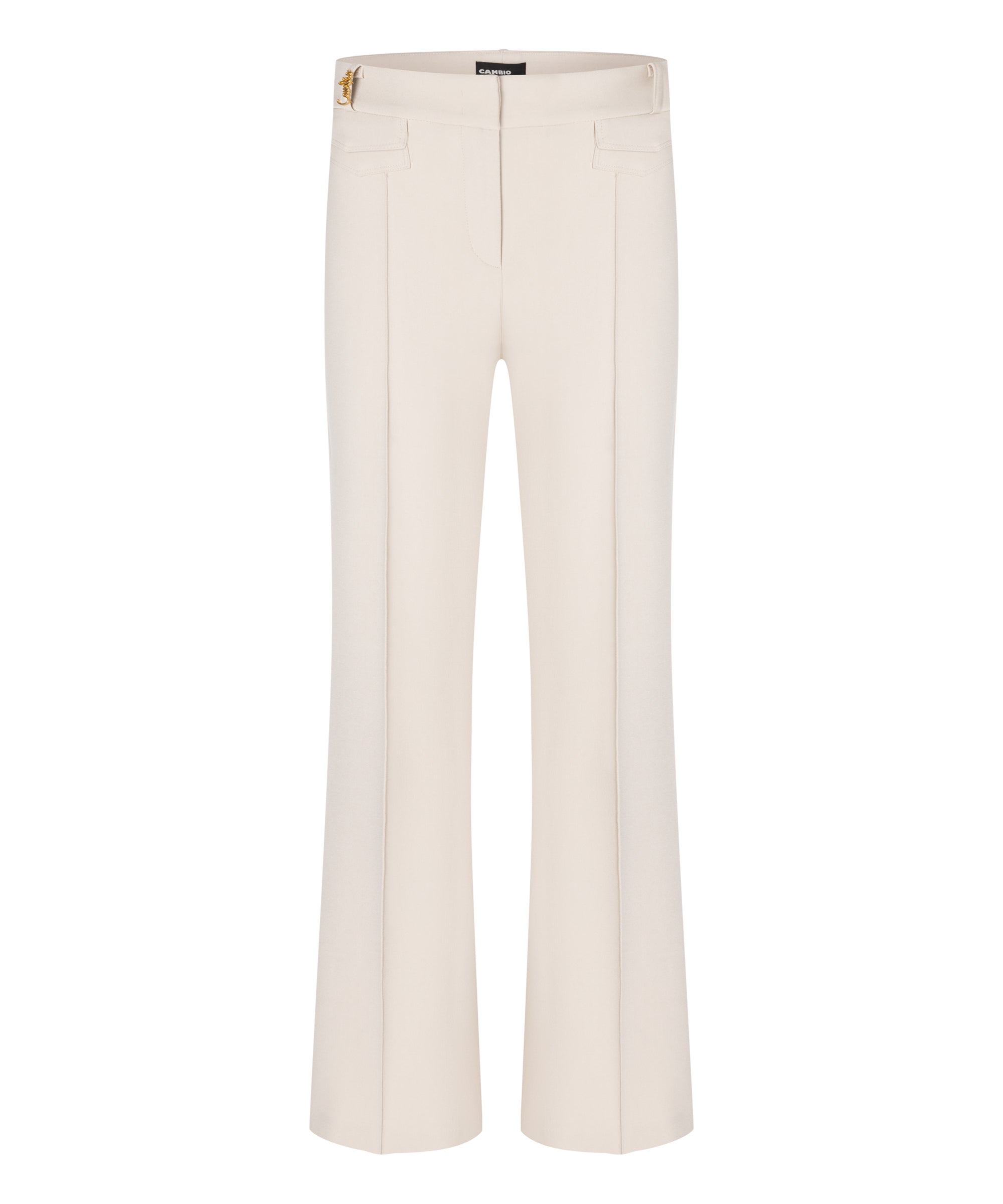 Pantalon sur mesure Cambio Fawn avec poche à rabat, chaîne dorée, couleur avoine