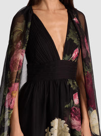 Alice + Olivia Roya Gown With Detachable Cape