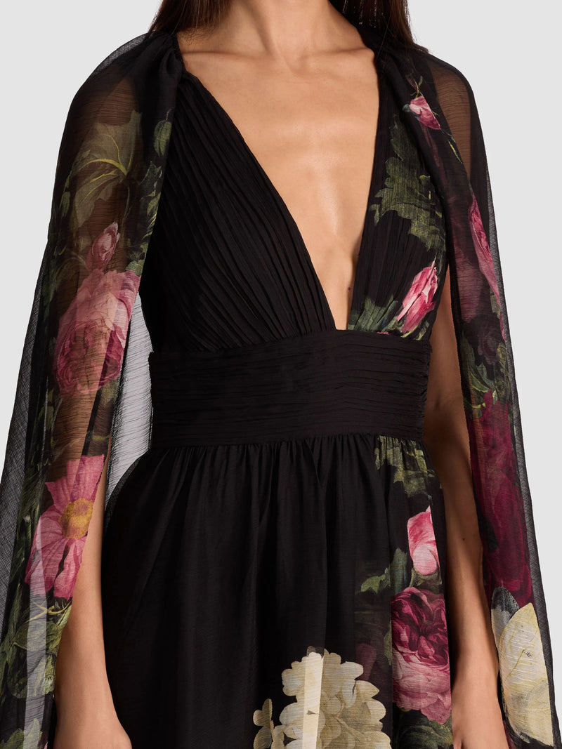 Alice + Olivia Roya Gown With Detachable Cape