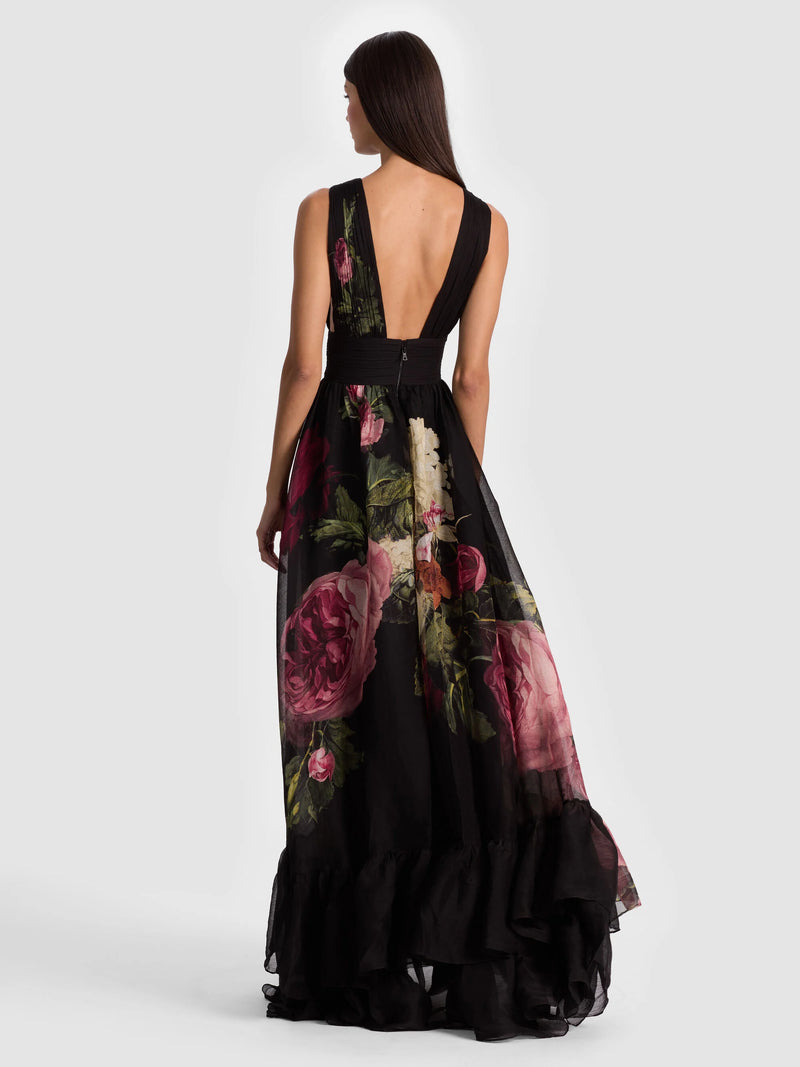 Alice + Olivia Roya Gown With Detachable Cape