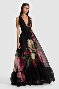 Alice + Olivia Roya Gown With Detachable Cape