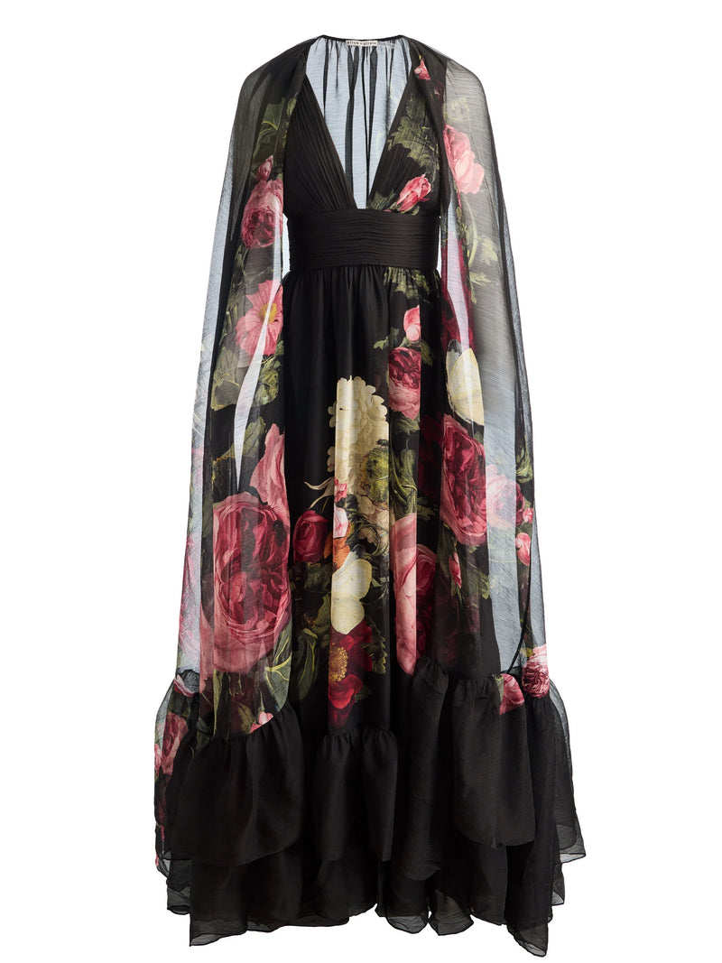 Alice + Olivia Roya Gown With Detachable Cape