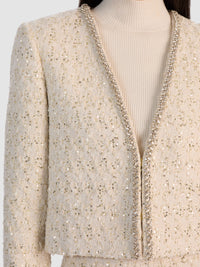 Alice + Olivia Kidman Embell Open Front Cropped Jacket
