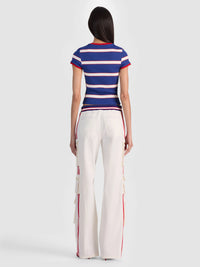 Alice & Olivia Olympua MR Baggy Pull On Cargo Pant W Side Stripe Off White