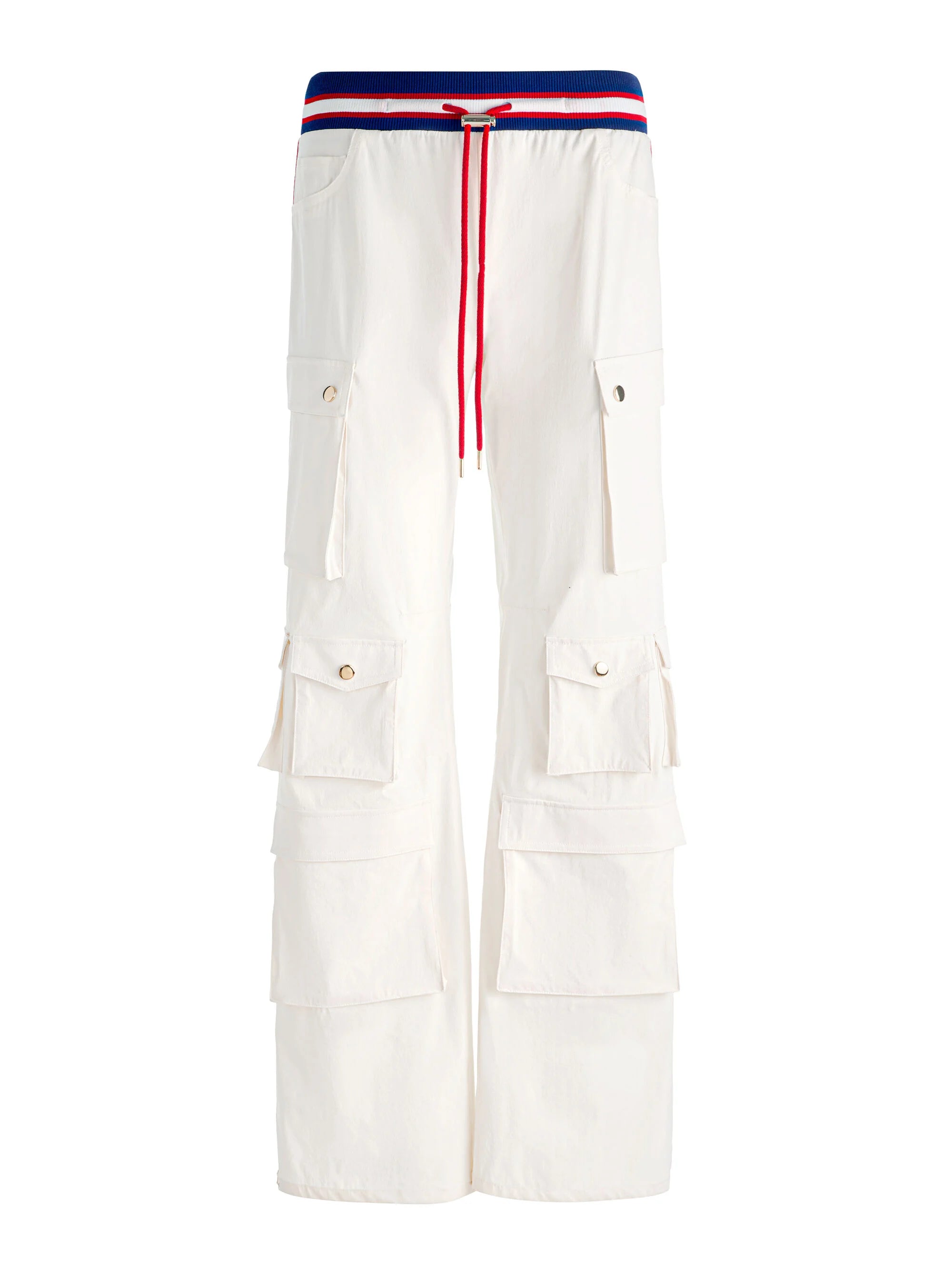 Alice & Olivia Olympua MR Baggy Pull On Cargo Pant W Side Stripe Off White