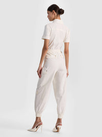 Alice & Olivia Milo SS Cargo Jumpsuit Off White