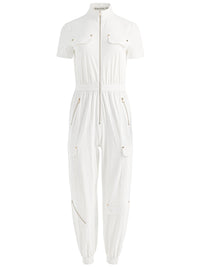 Alice & Olivia Milo SS Cargo Jumpsuit Off White