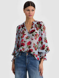Alice & Olivia Moranne Blouse - American Beauty Carolina Blue