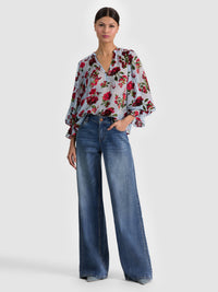 Alice & Olivia Moranne Blouse - American Beauty Carolina Blue