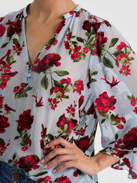 Alice & Olivia Moranne Blouse - American Beauty Carolina Blue