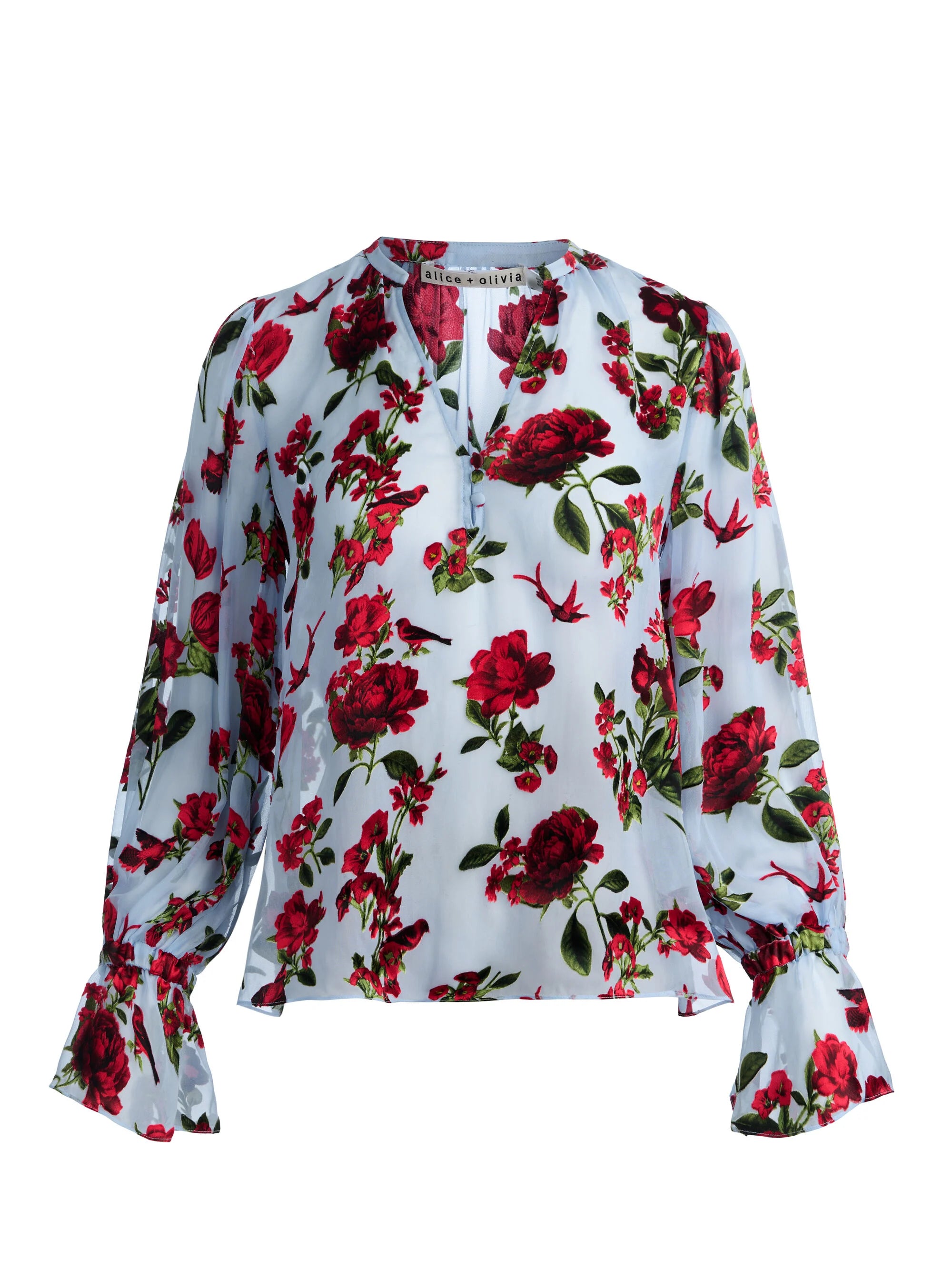 Alice & Olivia Moranne Blouse - American Beauty Carolina Blue
