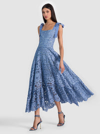 Alice & Olivia Rosalee Lace Bustier Maxi Dress Indigo
