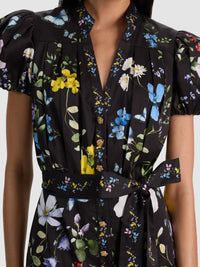 Alice & Olivia Cora Mini Shirt Dress Twisting Vines Black