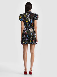 Alice & Olivia Cora Mini Shirt Dress Twisting Vines Black