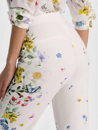 Alice & Olivia Andrew Pant Twisting Vines Off White
