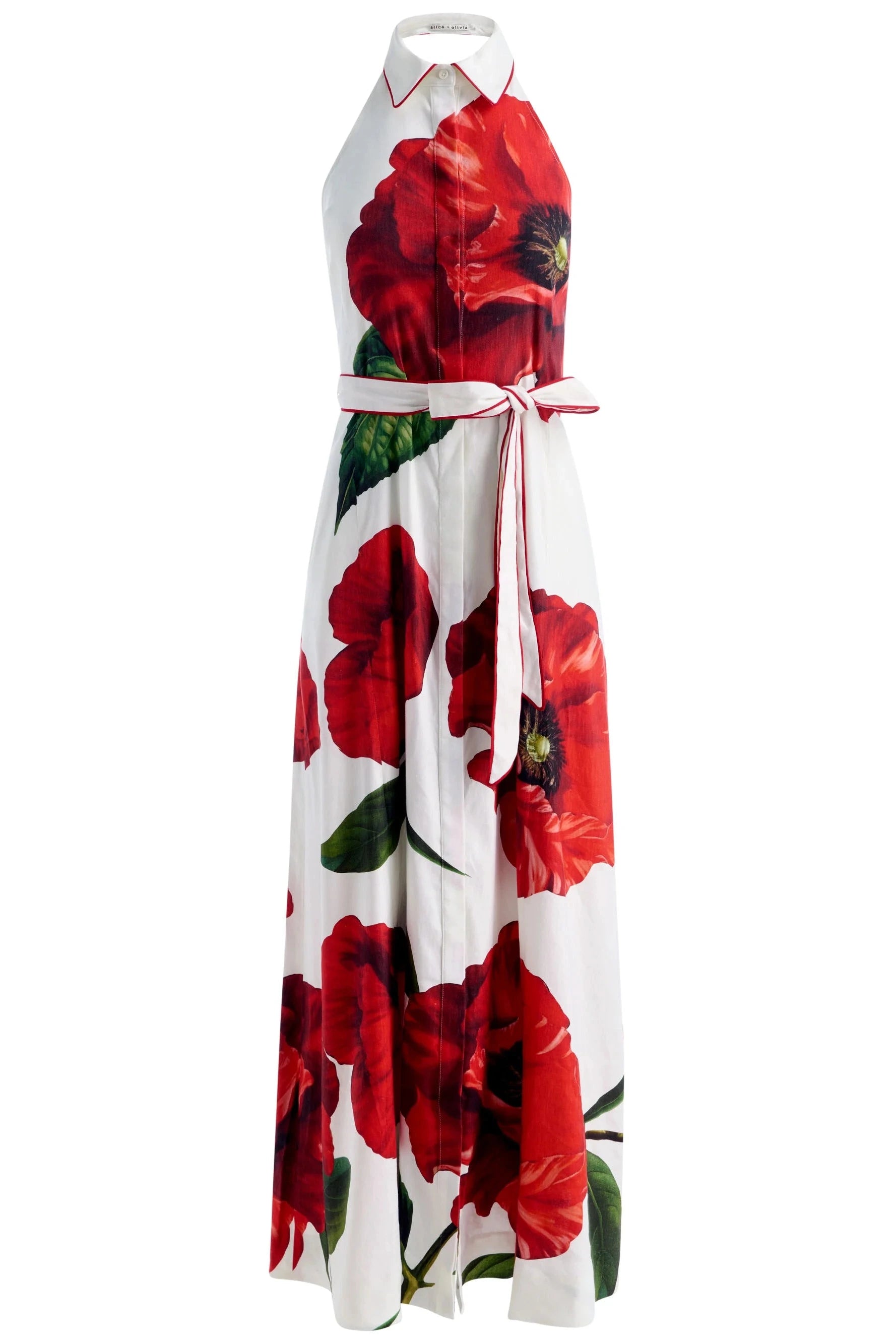 Alice + Olivia Chassidy Halter Maxi Dress Summer Poppy