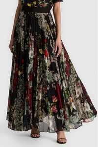 Alice + Olivia Katz Asymmetrical Pleated Maxi Mini Skirt Free Spirit