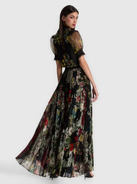 Alice + Olivia Katz Asymmetrical Pleated Maxi Mini Skirt Free Spirit
