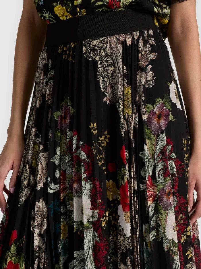 Alice + Olivia Katz Asymmetrical Pleated Maxi Mini Skirt Free Spirit