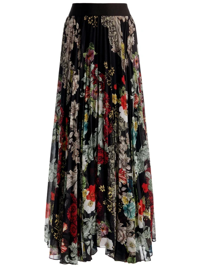 Alice + Olivia Katz Asymmetrical Pleated Maxi Mini Skirt Free Spirit