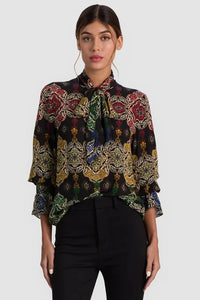 Alice + Olivia Lloyd Wrap Neck Tie Sleeve Top Road To Love